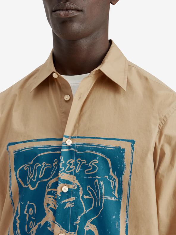 Scotch & Soda Béžová pánská košile s potiskem Scotch & Soda