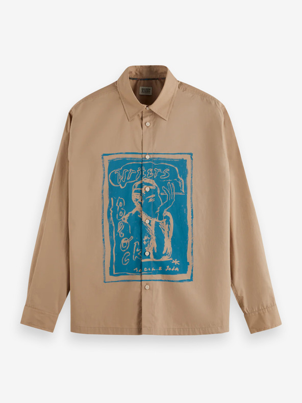 Scotch & Soda Béžová pánská košile s potiskem Scotch & Soda