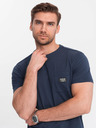 Ombre Clothing Tmavě modré pánské tričko s kapsičkou Ombre Clothing