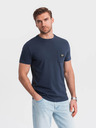 Ombre Clothing Tmavě modré pánské tričko s kapsičkou Ombre Clothing