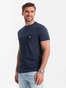 Ombre Clothing Tmavě modré pánské tričko s kapsičkou Ombre Clothing