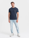 Ombre Clothing Tmavě modré pánské tričko s kapsičkou Ombre Clothing