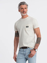 Ombre Clothing Krémové pánské tričko s kapsičkou Ombre Clothing