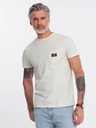 Ombre Clothing Krémové pánské tričko s kapsičkou Ombre Clothing