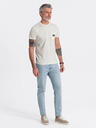 Ombre Clothing Krémové pánské tričko s kapsičkou Ombre Clothing