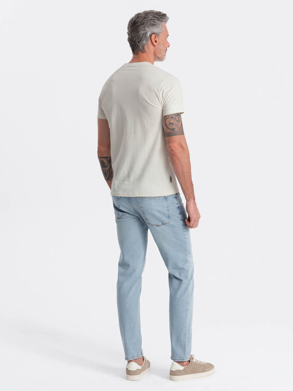 Ombre Clothing Krémové pánské tričko s kapsičkou Ombre Clothing