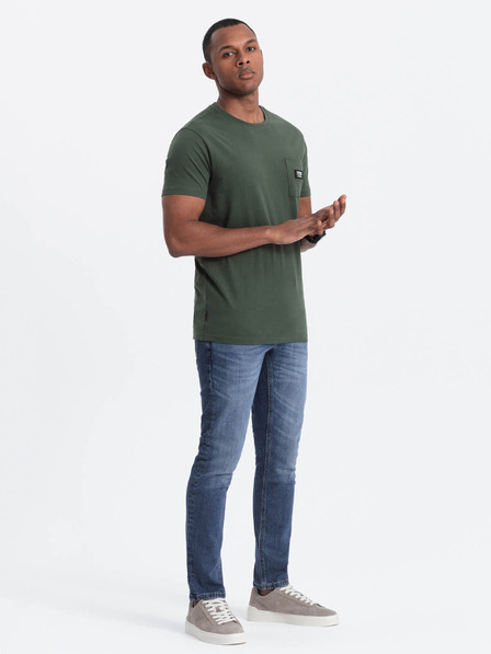 Ombre Clothing Zelené pánské tričko s kapsičkou Ombre Clothing
