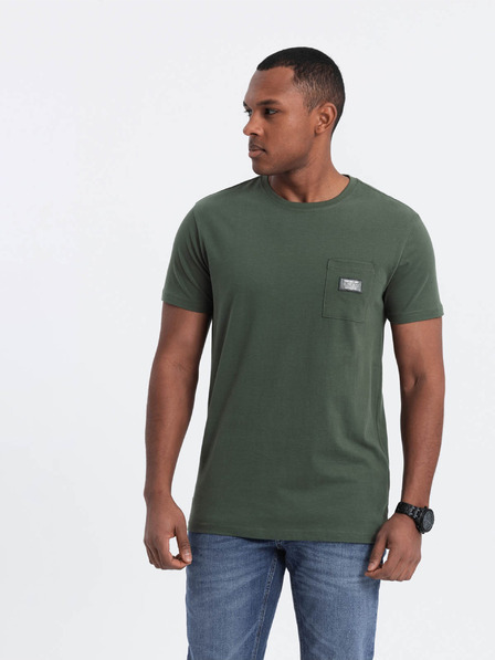 Ombre Clothing Zelené pánské tričko s kapsičkou Ombre Clothing