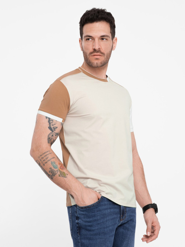Ombre Clothing Hnědé pánské tričko Ombre Clothing
