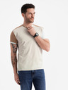 Ombre Clothing Hnědé pánské tričko Ombre Clothing