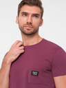 Ombre Clothing Tmavě růžové pánské tričko s kapsičkou Ombre Clothing