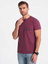 Ombre Clothing Tmavě růžové pánské tričko s kapsičkou Ombre Clothing