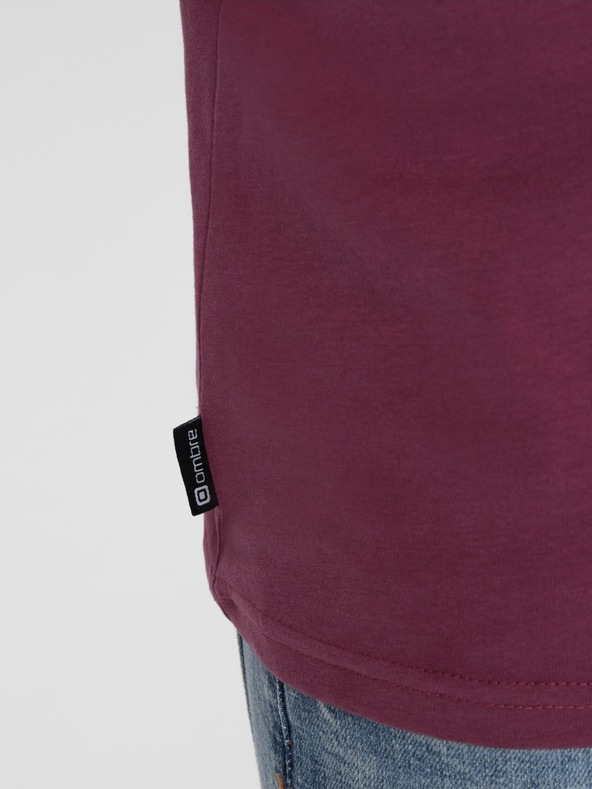 Ombre Clothing Tmavě růžové pánské tričko s kapsičkou Ombre Clothing