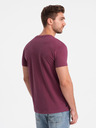 Ombre Clothing Tmavě růžové pánské tričko s kapsičkou Ombre Clothing