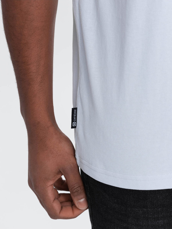 Ombre Clothing Světle modré pánské tričko s kapsičkou Ombre Clothing