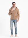 Ombre Clothing Hnědá pánská basic mikina na zip s kapucí Ombre Clothing