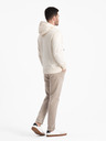 Ombre Clothing Krémová pánská basic mikina na zip s kapucí Ombre Clothing