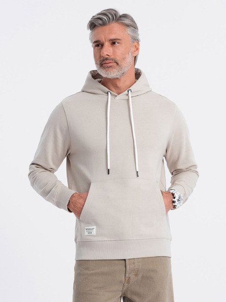 Ombre Clothing Béžová pánská mikina s klokankou a kapucí Ombre Clothing