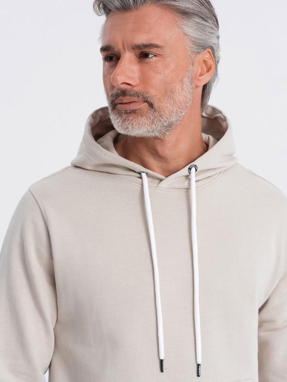 Ombre Clothing Béžová pánská mikina s klokankou a kapucí Ombre Clothing