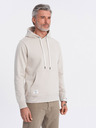 Ombre Clothing Béžová pánská mikina s klokankou a kapucí Ombre Clothing