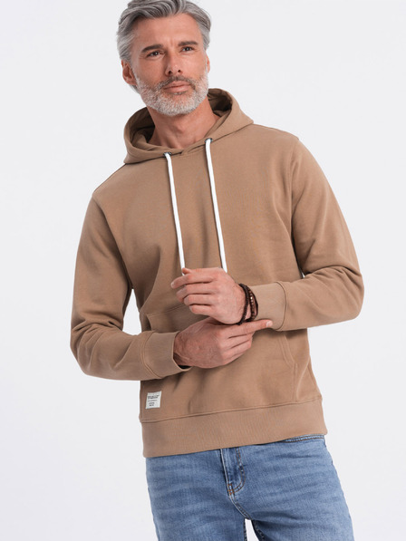 Ombre Clothing Hnědá pánská mikina s klokankou a kapucí Ombre Clothing