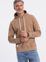 Ombre Clothing Hnědá pánská mikina s klokankou a kapucí Ombre Clothing