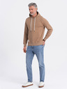 Ombre Clothing Hnědá pánská mikina s klokankou a kapucí Ombre Clothing