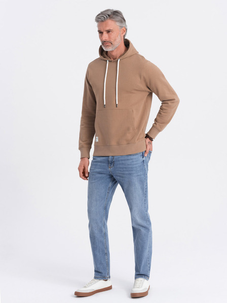 Ombre Clothing Hnědá pánská mikina s klokankou a kapucí Ombre Clothing