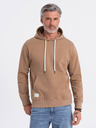 Ombre Clothing Hnědá pánská mikina s klokankou a kapucí Ombre Clothing