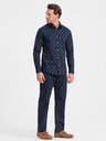 Ombre Clothing Modrá pánská vzorovaná slim fit košile Ombre Clothing