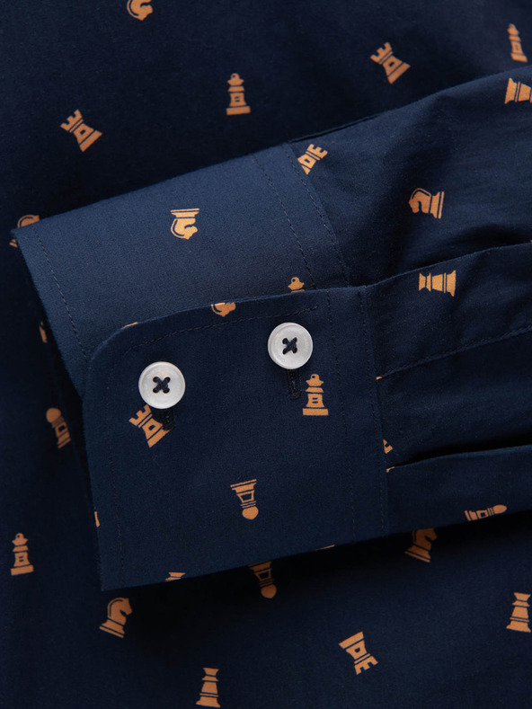 Ombre Clothing Modrá pánská vzorovaná slim fit košile Ombre Clothing