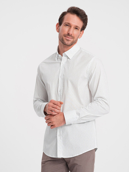 Ombre Clothing Bílá pánská bavlněná košile Ombre Clothing