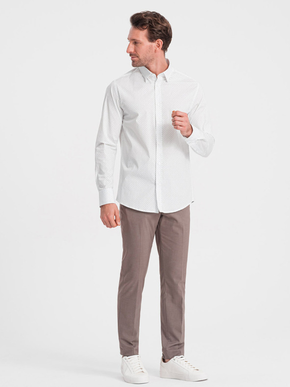 Ombre Clothing Bílá pánská bavlněná košile Ombre Clothing