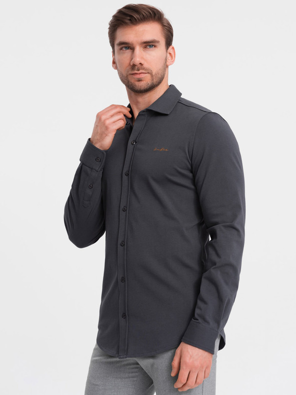 Ombre Clothing Šedá pánská žerzejová košile Ombre Clothing
