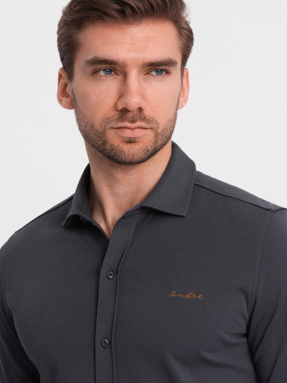 Ombre Clothing Šedá pánská žerzejová košile Ombre Clothing