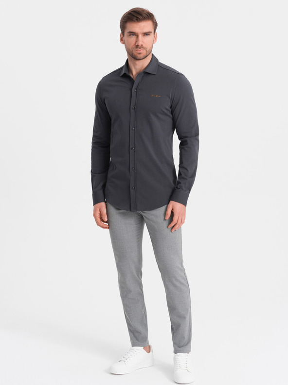 Ombre Clothing Šedá pánská žerzejová košile Ombre Clothing