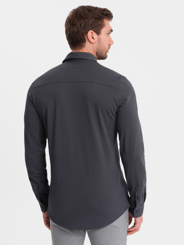 Ombre Clothing Šedá pánská žerzejová košile Ombre Clothing