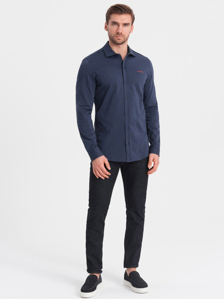 Ombre Clothing Modrá pánská žerzejová košile Ombre Clothing