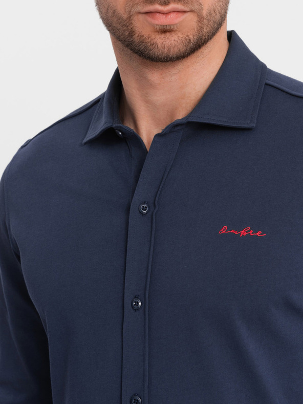 Ombre Clothing Modrá pánská žerzejová košile Ombre Clothing