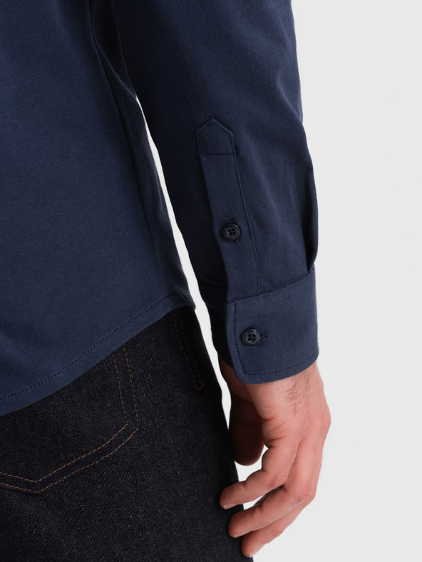 Ombre Clothing Modrá pánská žerzejová košile Ombre Clothing