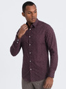 Ombre Clothing Vínová pánská vzorovaná slim fit košile Ombre Clothing