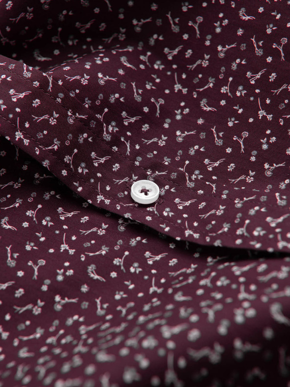 Ombre Clothing Vínová pánská vzorovaná slim fit košile Ombre Clothing