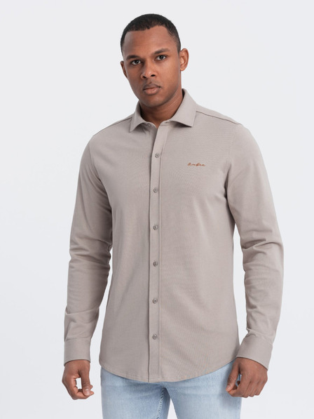 Ombre Clothing Šedá pánská žerzejová košile Ombre Clothing