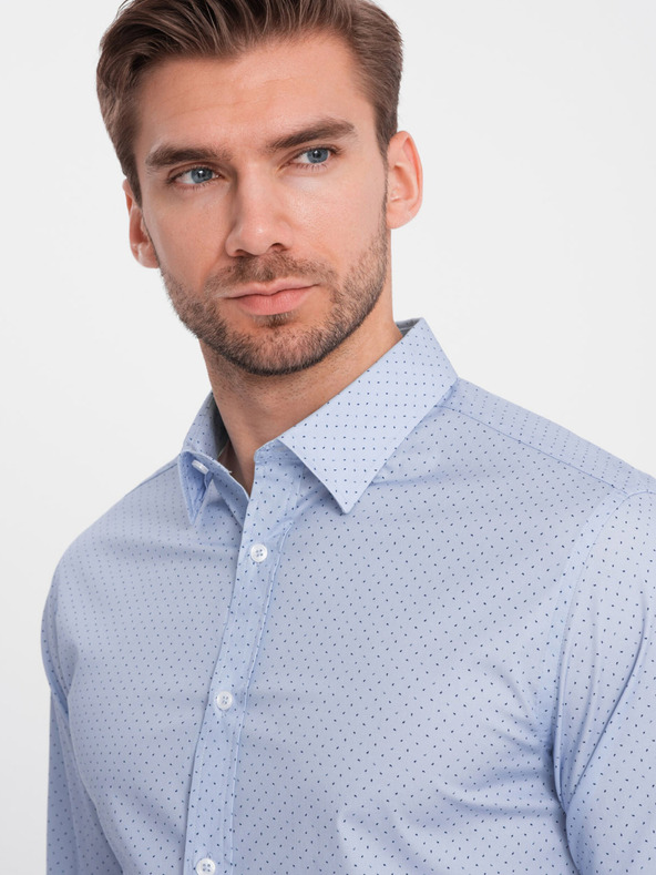 Ombre Clothing Světle modrá pánská bavlněná košile Ombre Clothing