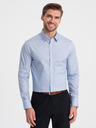 Ombre Clothing Světle modrá pánská bavlněná košile Ombre Clothing