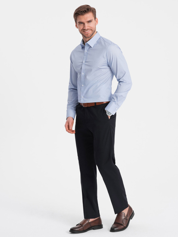 Ombre Clothing Světle modrá pánská bavlněná košile Ombre Clothing