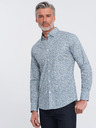 Ombre Clothing Modrá pánská vzorovaná slim fit košile Ombre Clothing