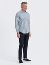 Ombre Clothing Modrá pánská vzorovaná slim fit košile Ombre Clothing