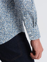 Ombre Clothing Modrá pánská vzorovaná slim fit košile Ombre Clothing