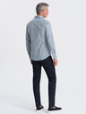 Ombre Clothing Modrá pánská vzorovaná slim fit košile Ombre Clothing